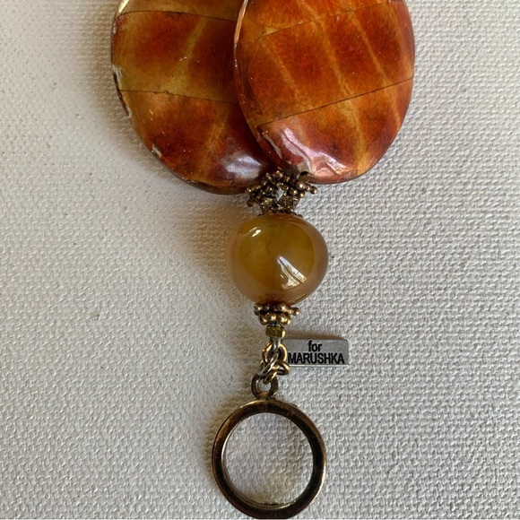 Paige Wallace 2 Strand Statement Necklace Chunky Agate Gemstone Tortoiseshell - Picture 10 of 13